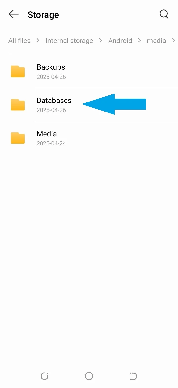 Encuentra y abre la carpeta Database