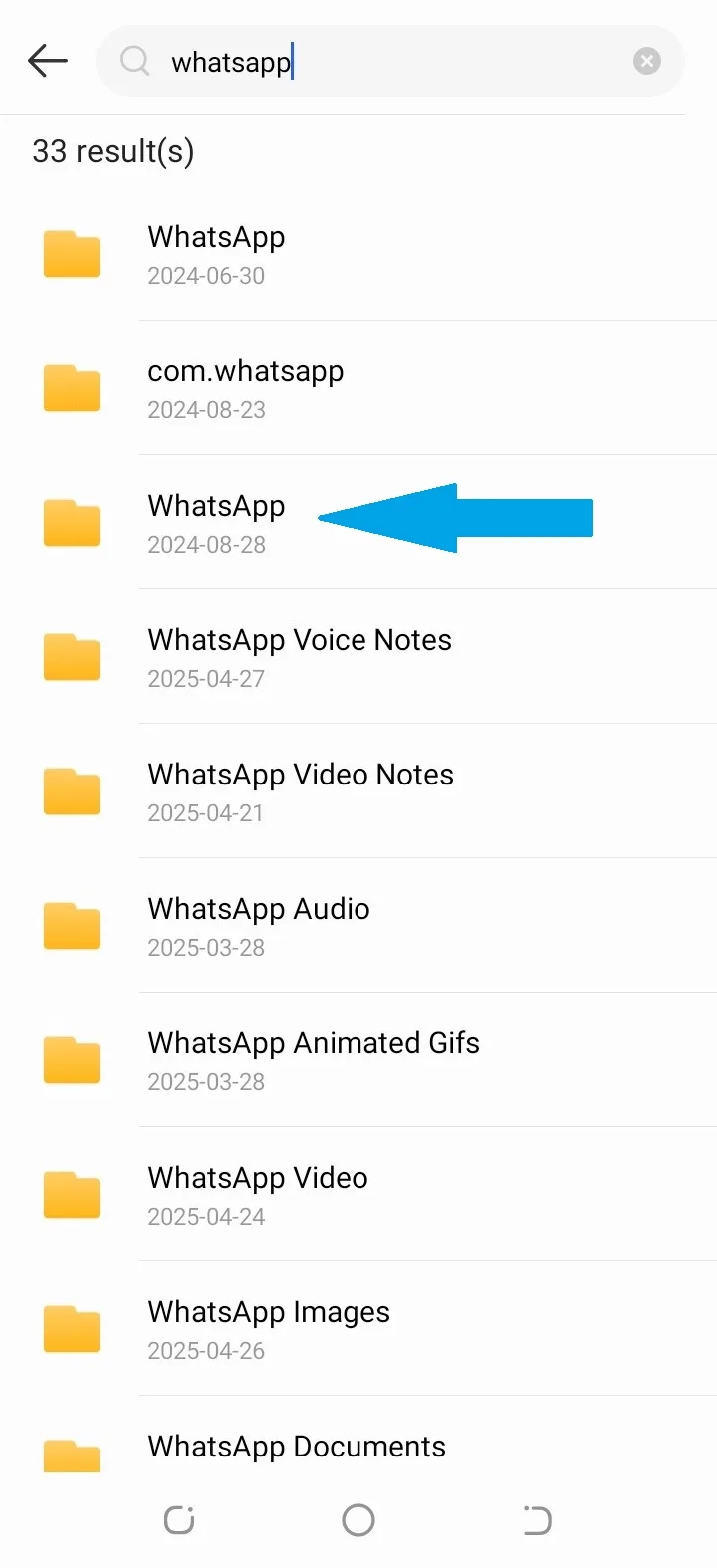 Toca en la carpeta WhatsApp